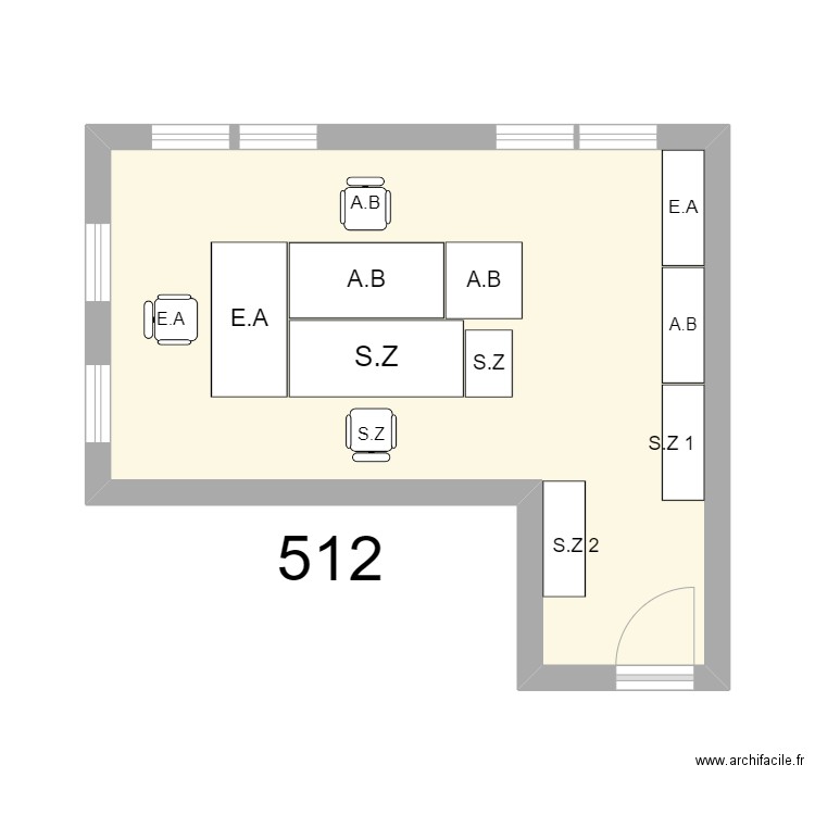 Bureau R 512 - A.BARON - S.ZAIDI - E.ALART. Plan de 1 pièce et 24 m2