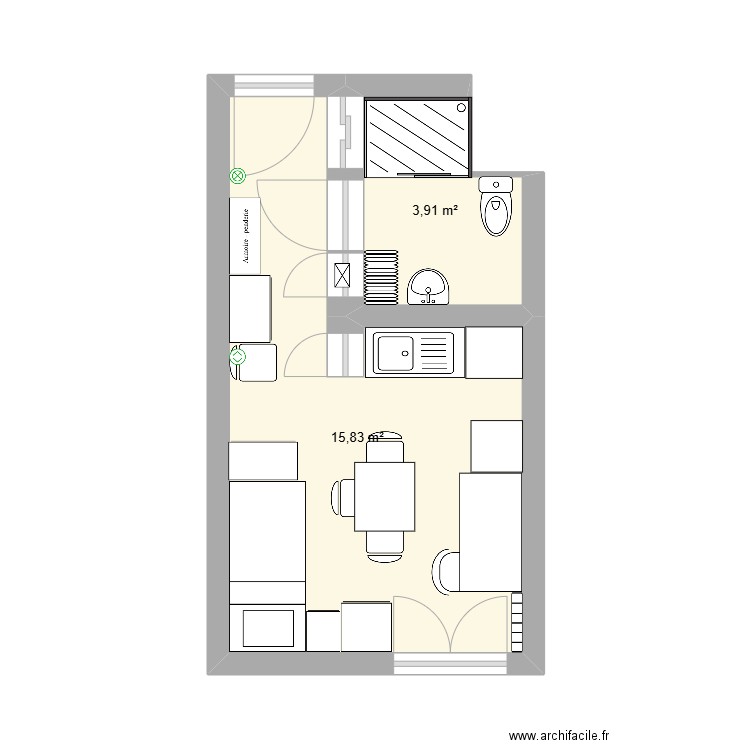 NewHome. Plan de 2 pièces et 20 m2