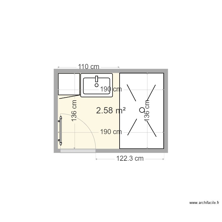 DURAND SDE - Plan 1 pièce 3 m2 dessiné par 2PBAT