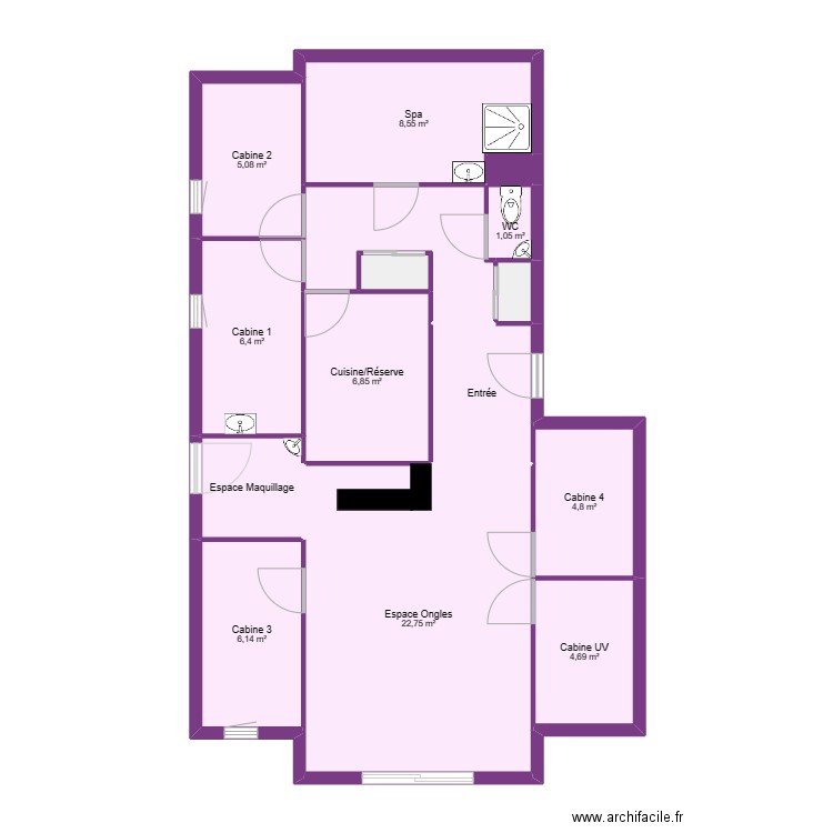 plan institut planet'ongles. Plan de 0 pièce et 0 m2