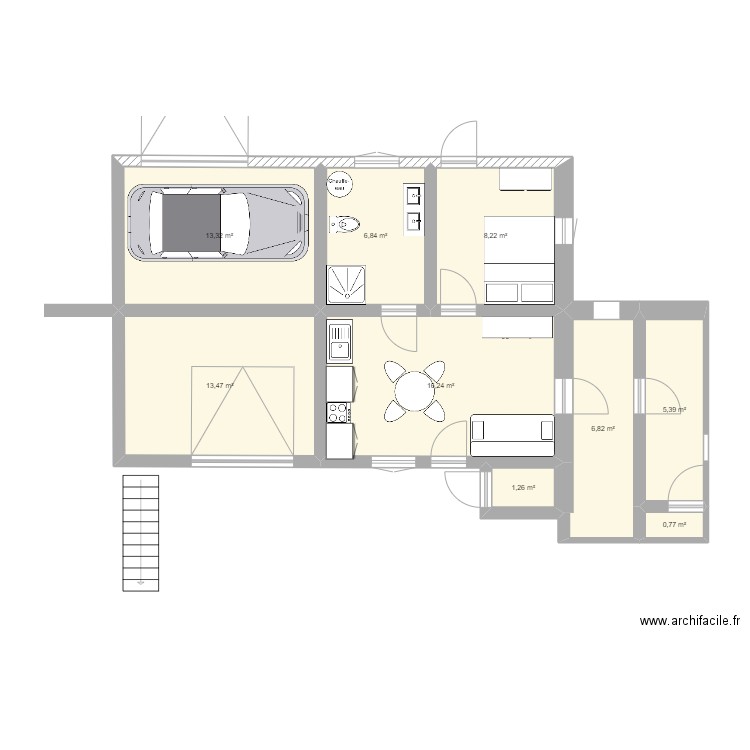 luchon RDC MODIF. Plan de 9 pièces et 72 m2