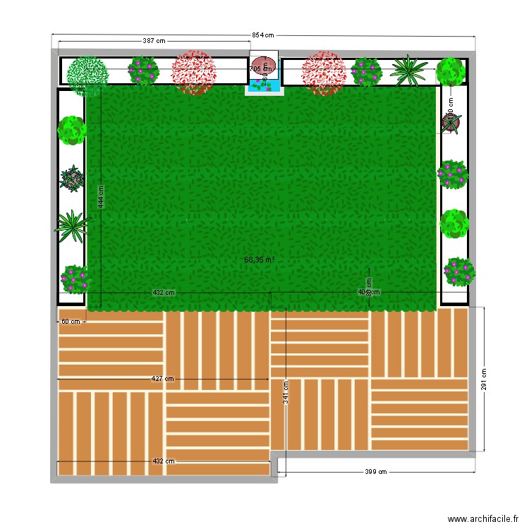 jardin belleville. Plan de 1 pièce et 68 m2