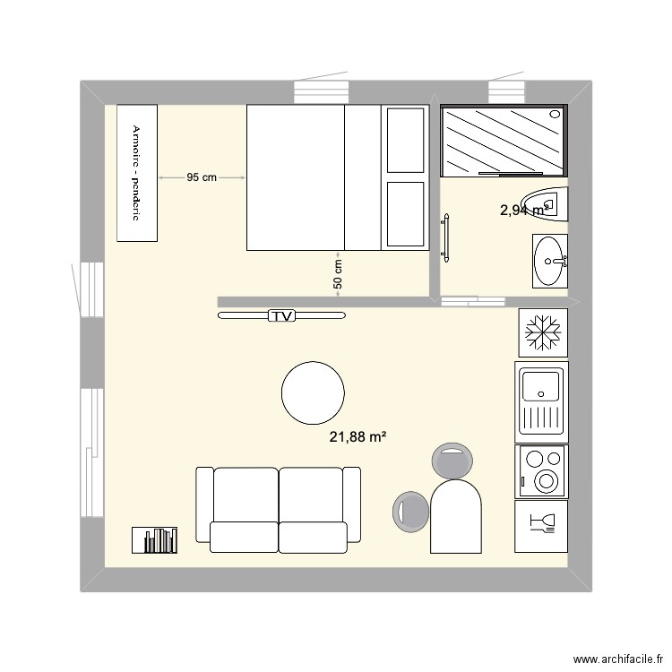 studio 30m2. Plan de 0 pièce et 0 m2