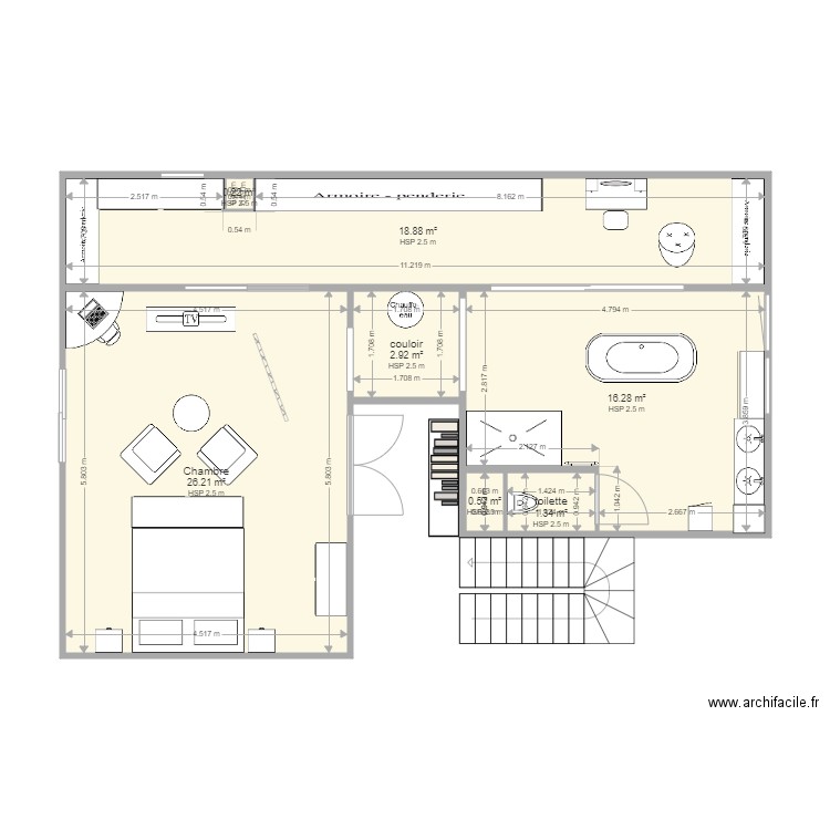 chambre parentale V2. Plan de 0 pièce et 0 m2