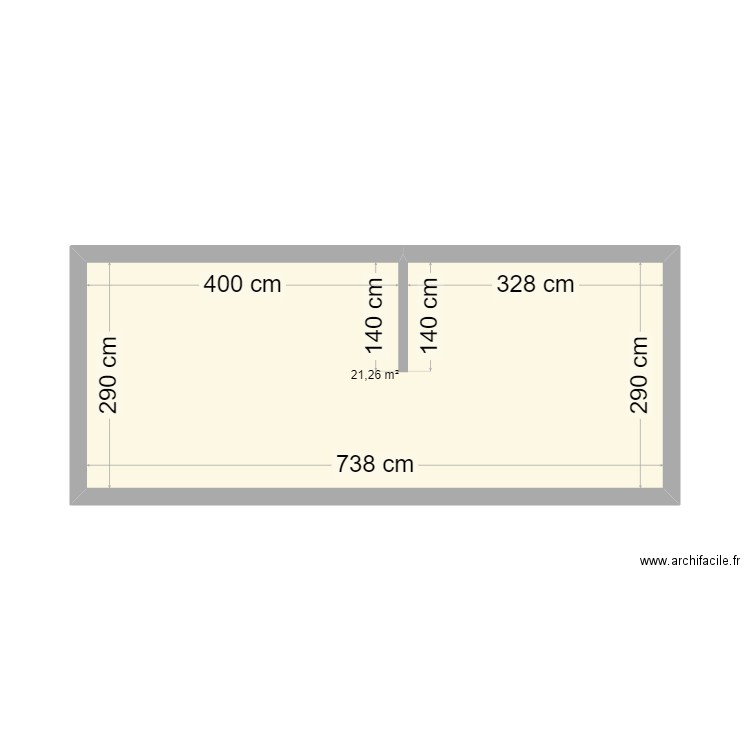 Suite parentale. Plan de 1 pièce et 21 m2