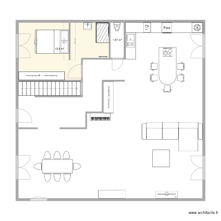 maison freneuse. Plan de 2 pièces et 17 m2