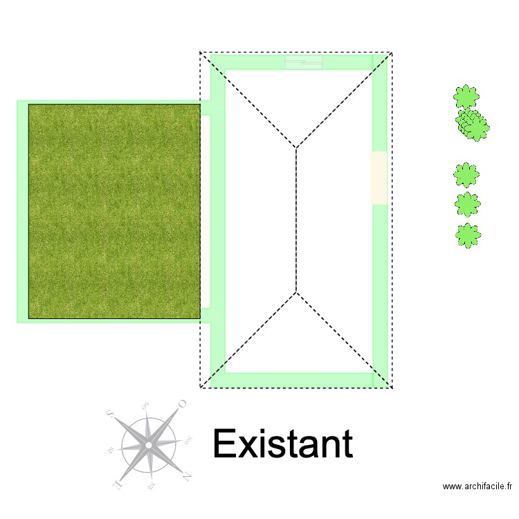 Extension Grangette existant v1. Plan de 1 pièce et 42 m2