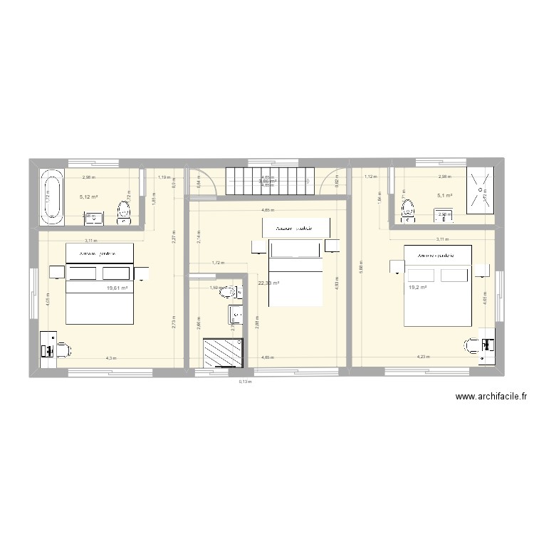 ETAGE MAISON SENEGAL. Plan de 6 pièces et 75 m2