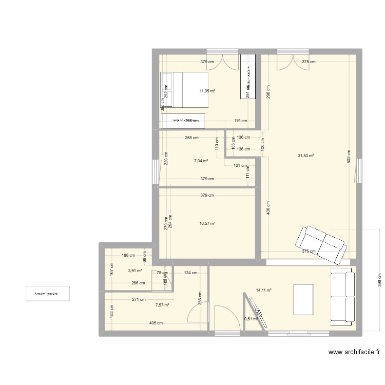 vue en plan1. Plan de 8 pièces et 86 m2