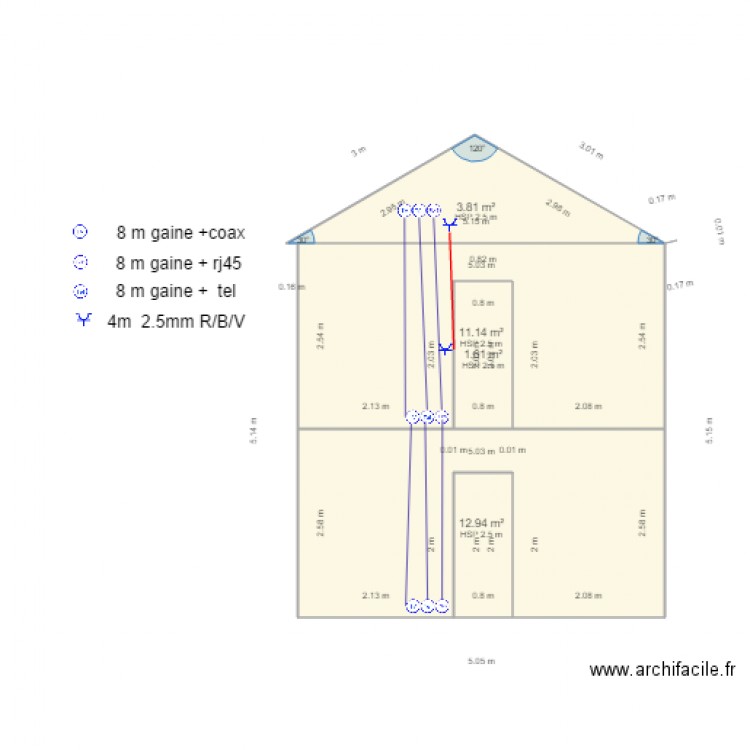 coupe des chambres. Plan de 0 pièce et 0 m2