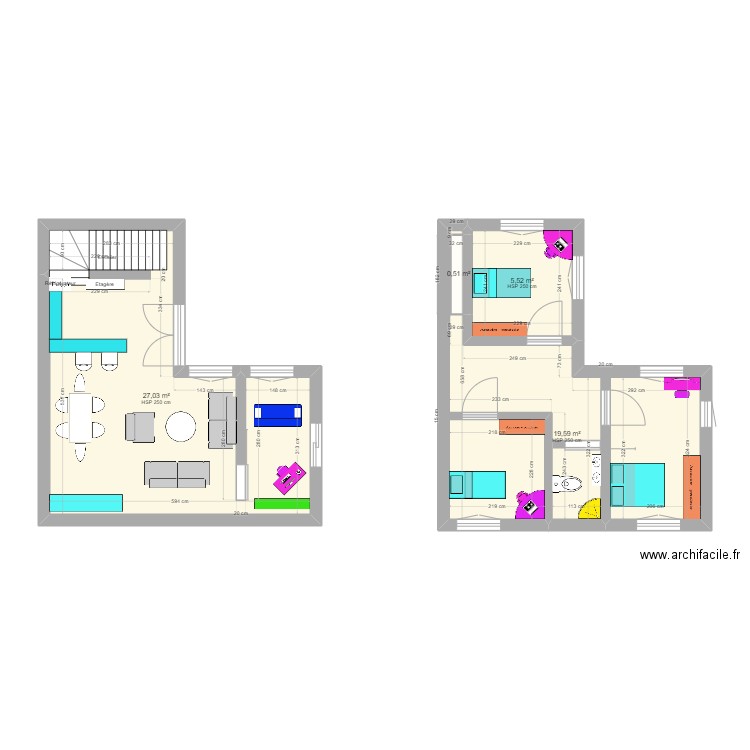 Maison 2024. Plan de 4 pièces et 53 m2