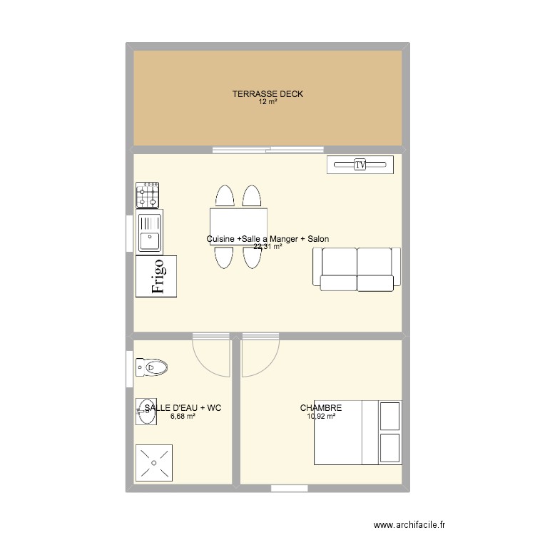 KIT LAFOA. Plan de 4 pièces et 52 m2