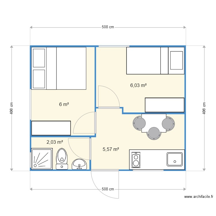 20m2 2HABITACIONES. Plan de 0 pièce et 0 m2