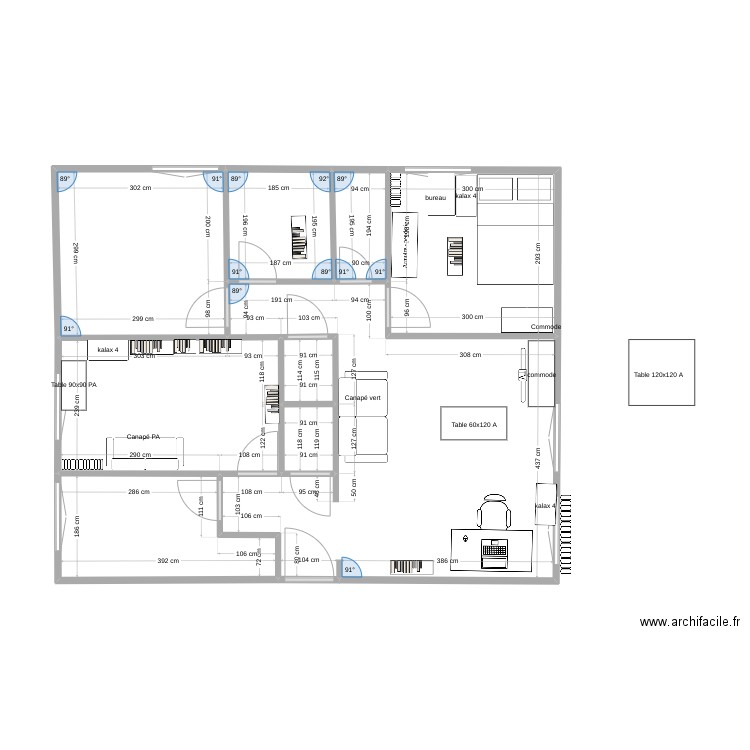 Appartement. Plan de 9 pièces et 64 m2