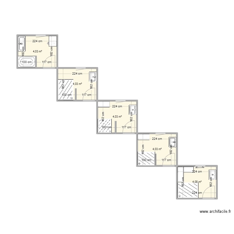 MONZIE. Plan de 5 pièces et 20 m2