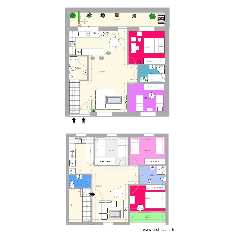 maison . Plan de 13 pièces et 161 m2