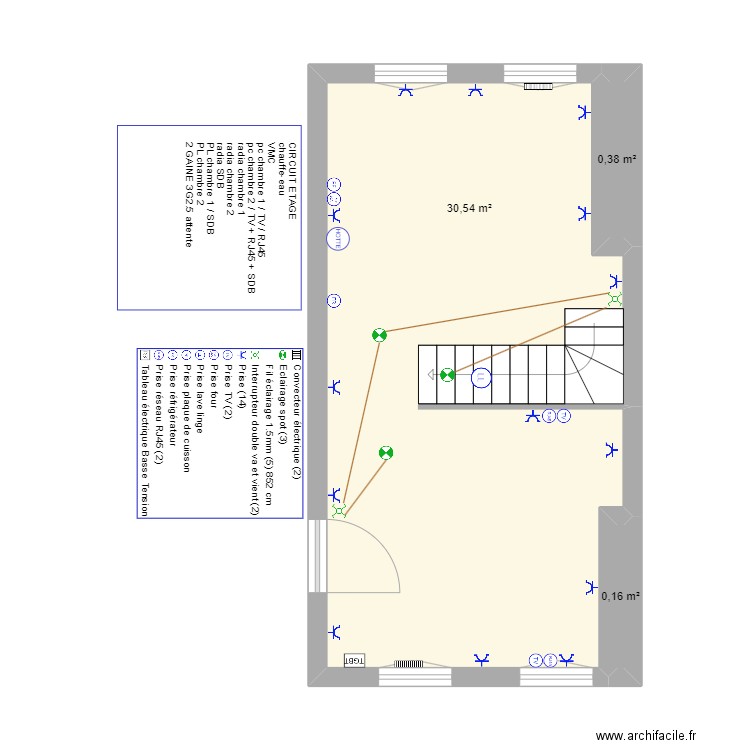 plan après travaux F3 duplex RDC Triguères. Plan de 0 pièce et 0 m2