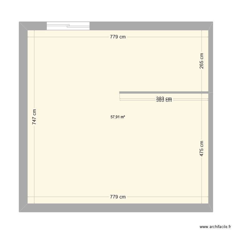 Arc. Plan de 1 pièce et 58 m2