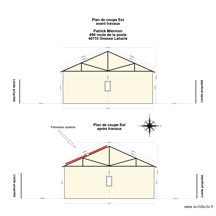 DP3 - Plan de coupe Est Onesse. Plan de 0 pièce et 0 m2