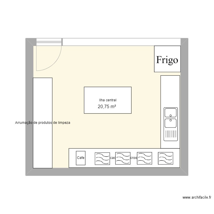 Copa. Plan de 1 pièce et 21 m2