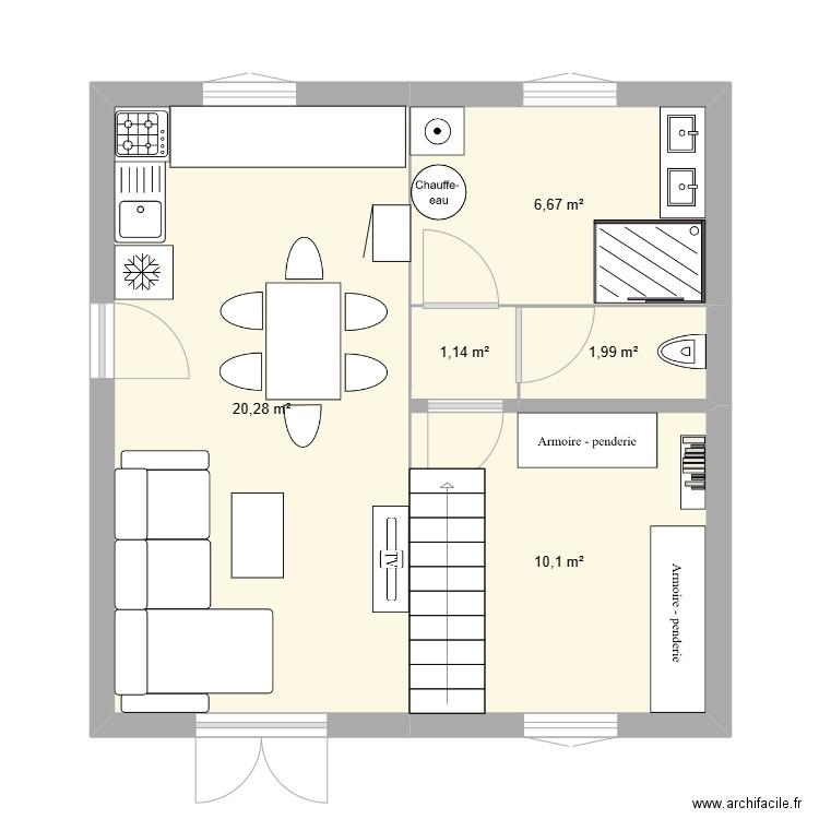 Maison Montigny. Plan de 5 pièces et 40 m2