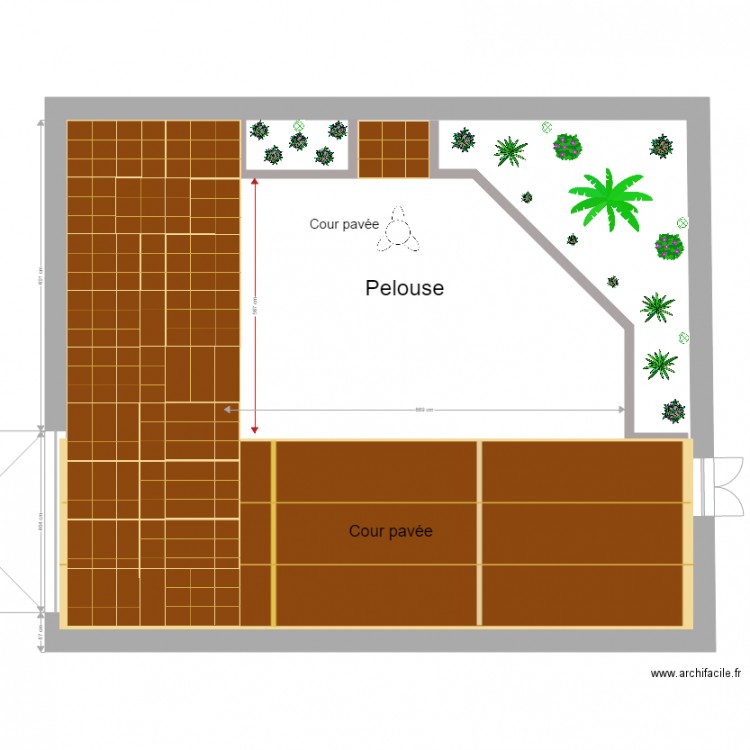 Cour pavée. Plan de 0 pièce et 0 m2