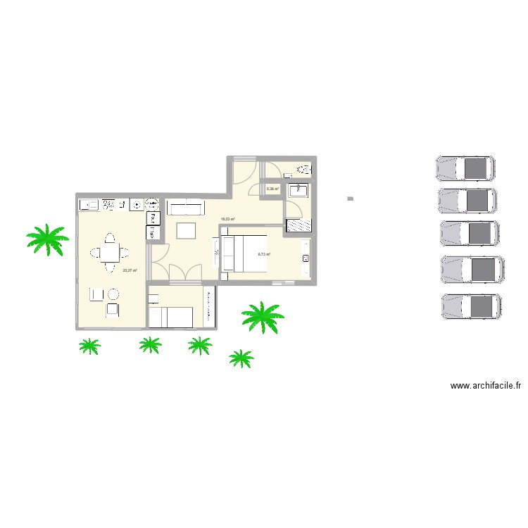 APPT 301 PLAN N°1. Plan de 4 pièces et 51 m2