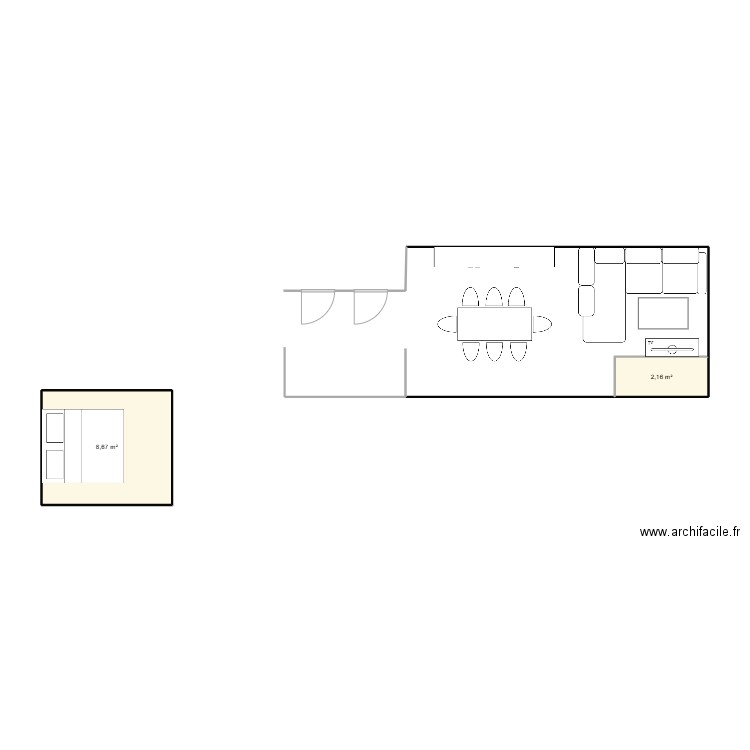 maison. Plan de 2 pièces et 11 m2