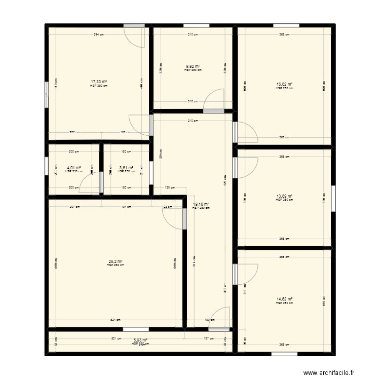 dari. Plan de 10 pièces et 132 m2