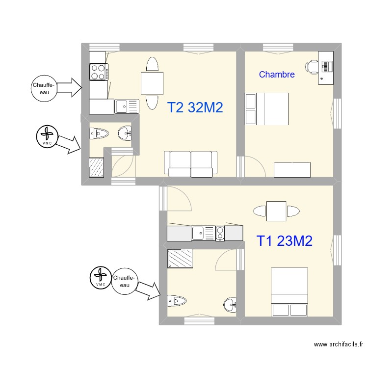 Route de Geneve 92 numero 2. Plan de 4 pièces et 53 m2