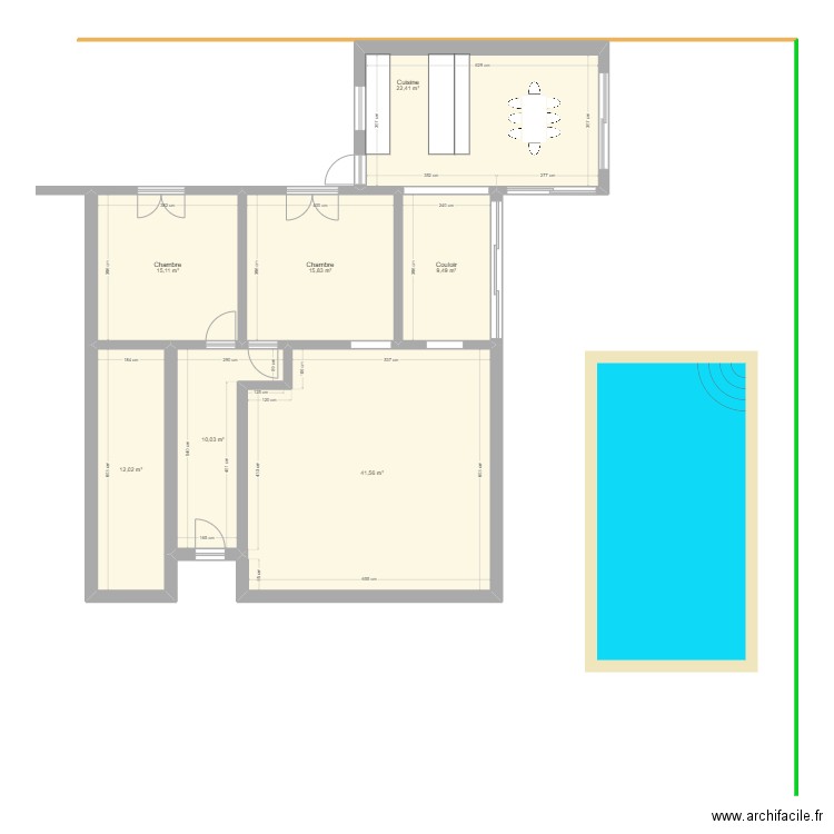 agrandissement. Plan de 7 pièces et 126 m2