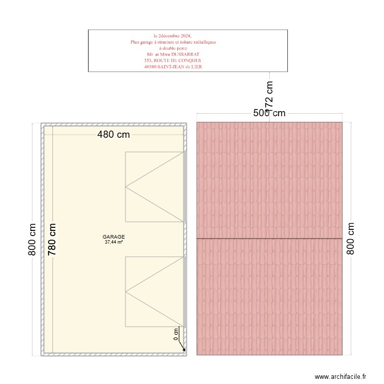 PLAN GARAGE. Plan de 1 pièce et 37 m2