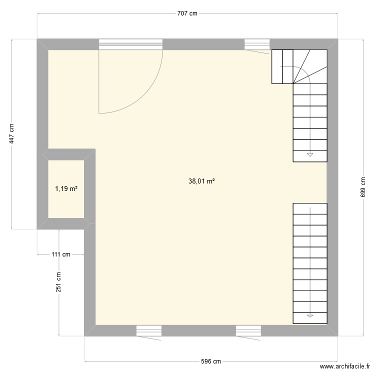 Marion 91. Plan de 2 pièces et 39 m2