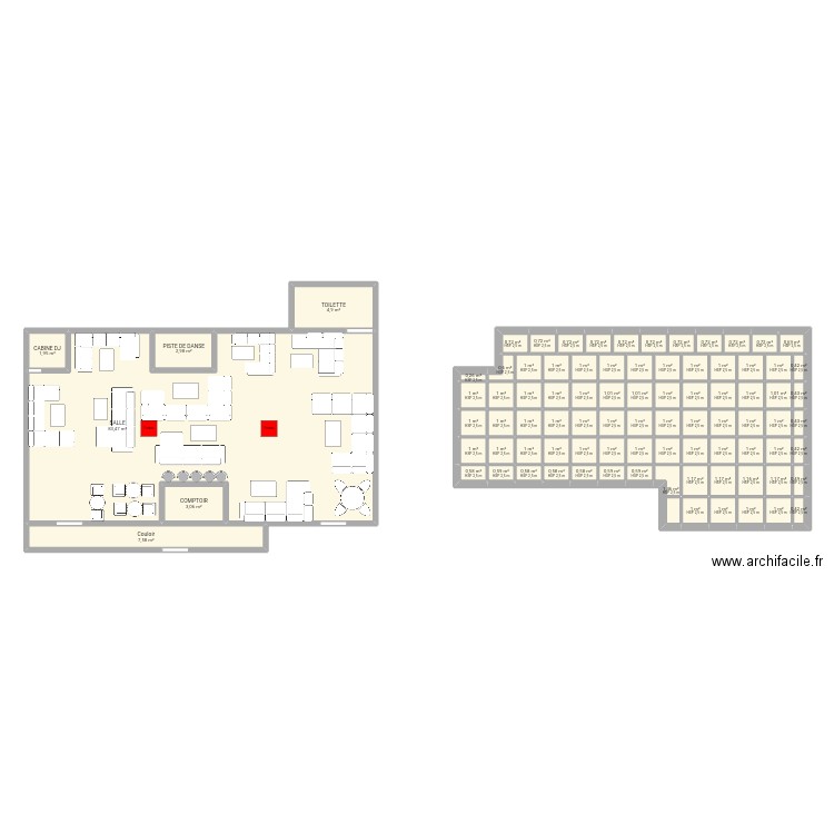 Bar SAMO . Plan de 6 pièces et 104 m2