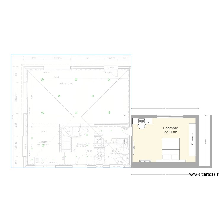 Extention chambre. Plan de 0 pièce et 0 m2