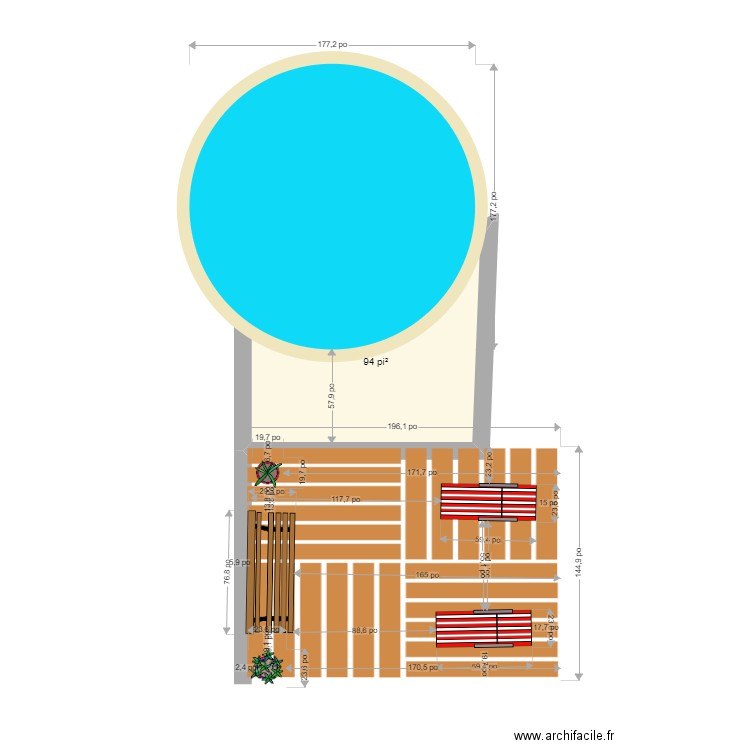 patio. Plan de 0 pièce et 0 m2