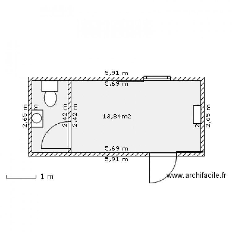 Conteneur bureau avec sanitaires. Plan de 0 pièce et 0 m2