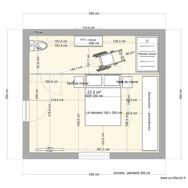 EXTENSION   2. Plan de 1 pièce et 23 m2