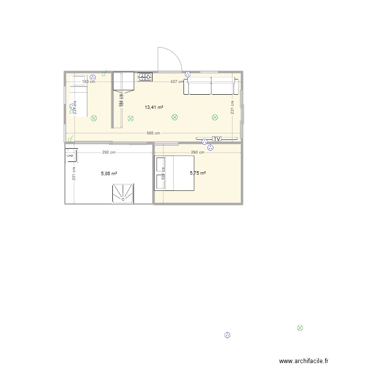 st neoit. Plan de 3 pièces et 25 m2