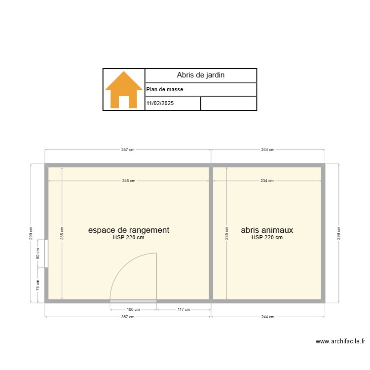 abris de jardin plan de masse. Plan de 2 pièces et 17 m2