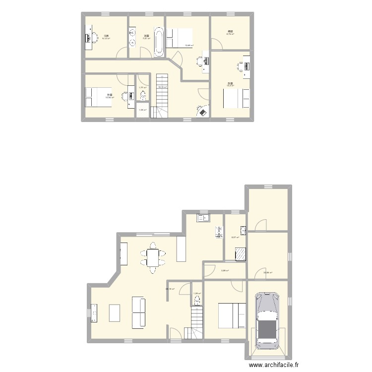 maison 2. Plan de 14 pièces et 193 m2