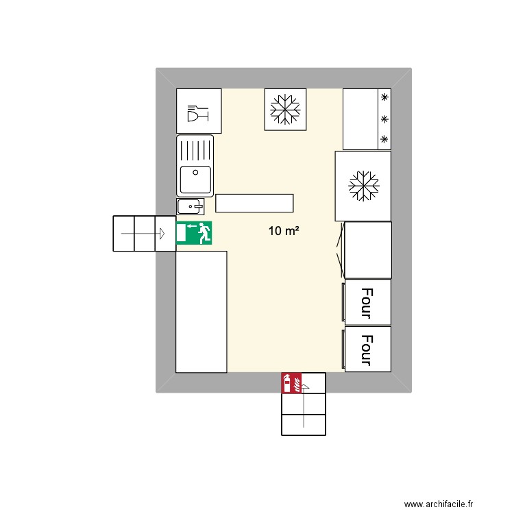 CUISINE. Plan de 1 pièce et 10 m2