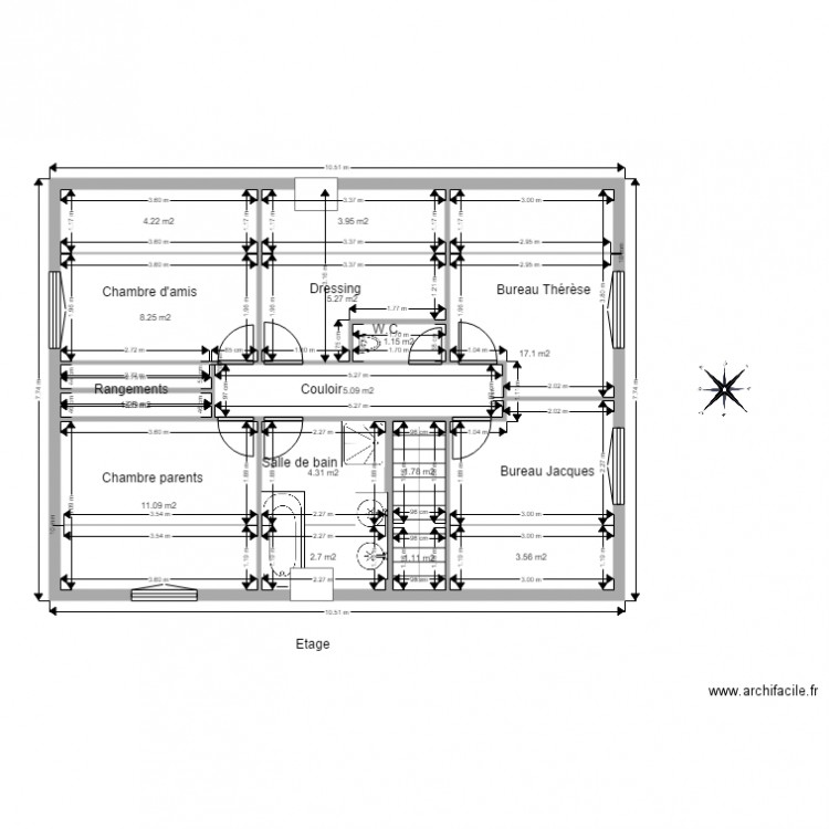 Etage coté. Plan de 0 pièce et 0 m2