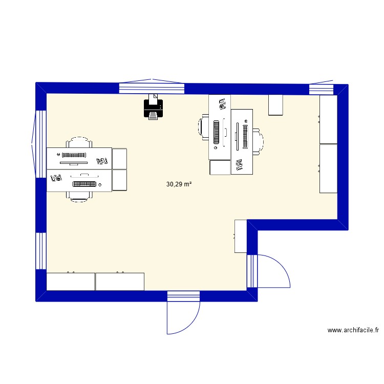 BUREAU. Plan de 1 pièce et 30 m2