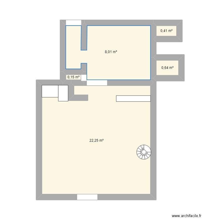 magasin. Plan de 5 pièces et 31 m2