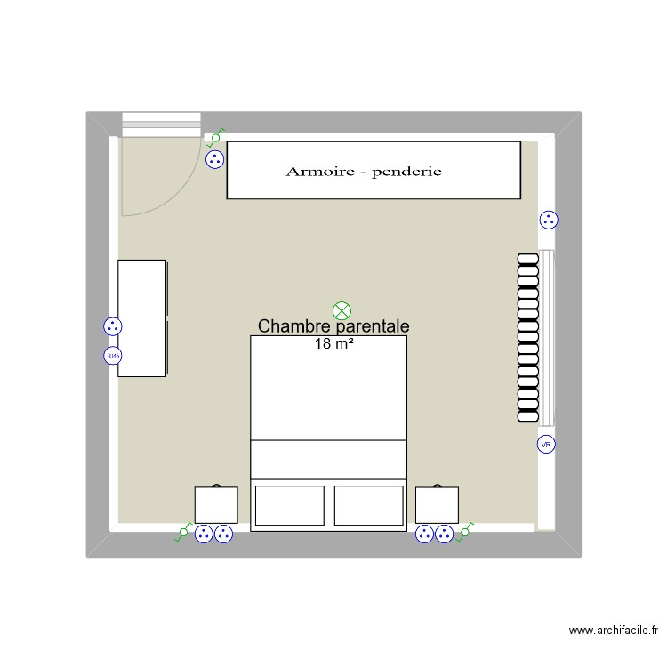 Chambre parentale. Plan de 0 pièce et 0 m2