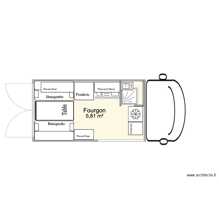 Ford LS330 V2. Plan de 1 pièce et 6 m2