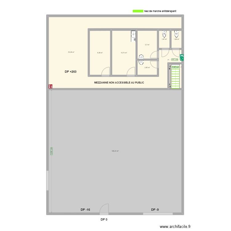 YODA FIGHT SCHOOL plan après travaux mezzanine. Plan de 0 pièce et 0 m2