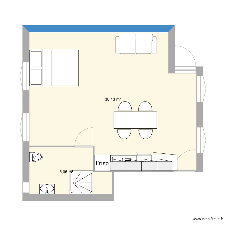 Studio. Plan de 0 pièce et 0 m2