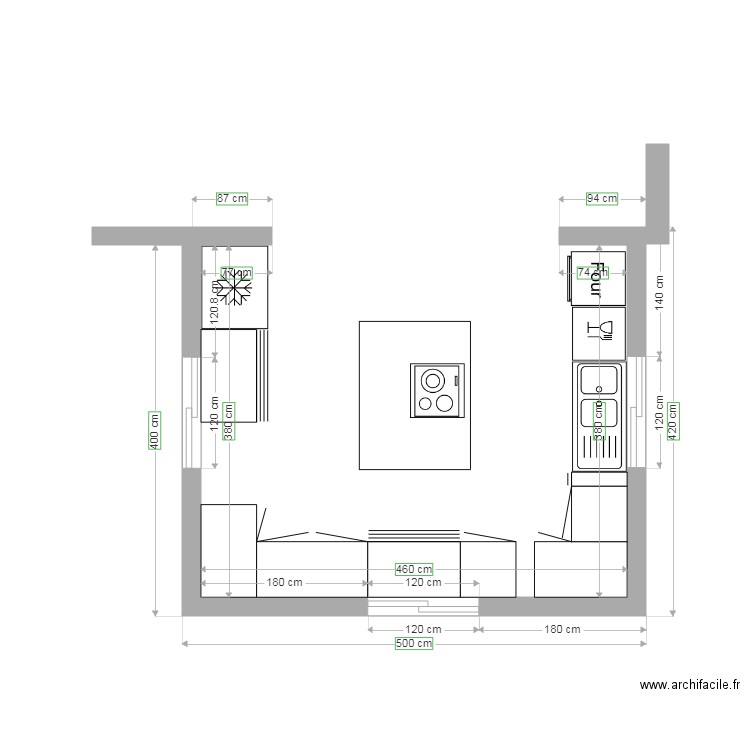 Cuisine extension Marine. Plan de 0 pièce et 0 m2